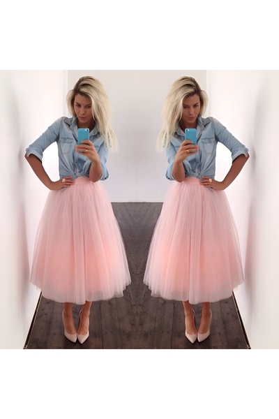 Patiska Nostalji Pink Skirt Below the Knee