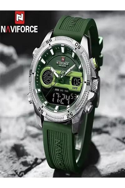 Naviforce Men's Luxury Fashion Quartz Watches LCD Display Digital 3ATM Waterproof Sport Chronograph Watch