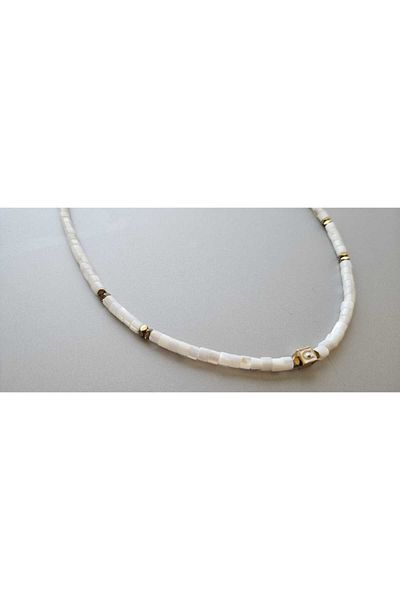 MITH SB TAKI Stainless Steel White Disc Necklace