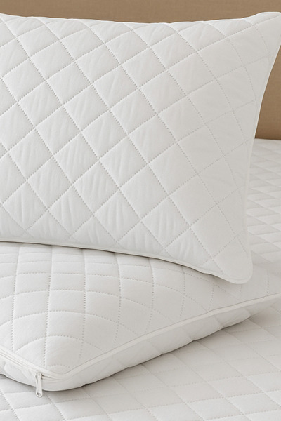 Formeya 1'li Mikrofiber Kapitone Sıvı Geçirmez Yastık Alezi Fermuarlı Sıvı Geçirmez Yastık Koruyucu 50x70 cm