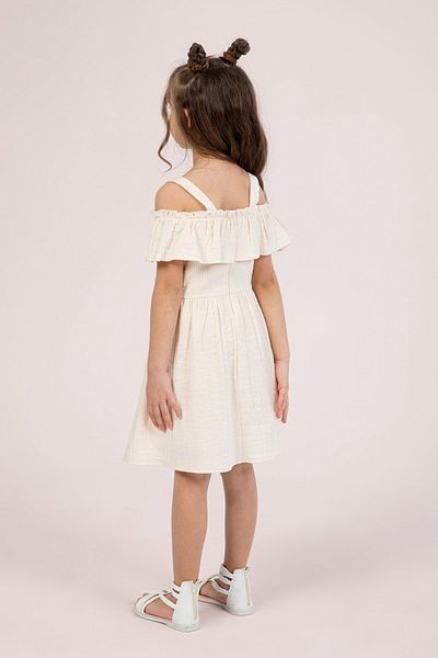 DMB BOYS & GIRLS Ruffled Floral Lace Detail Girl's Dress with Strap
