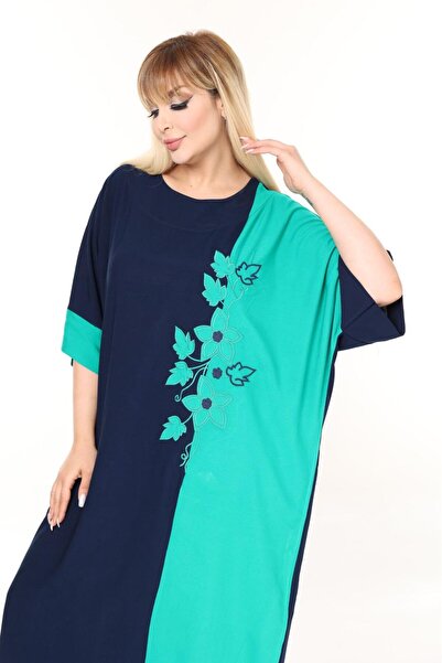 mervemoda Καλοκαιρινό υφαντό φόρεμα μεγάλου μεγέθους