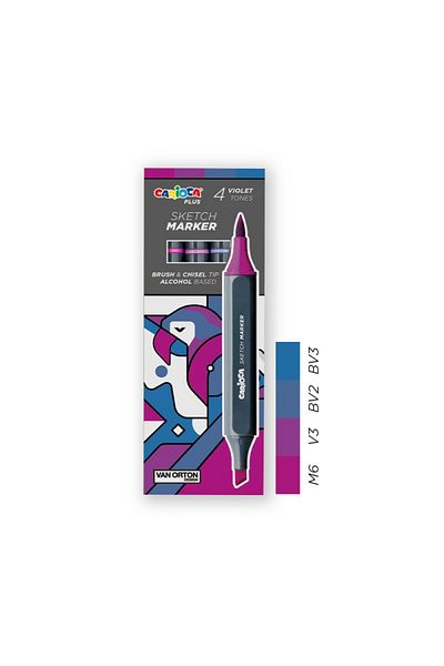 CARIOCA Sketch Marker Double Sided 4-Piece Drawing Pen Felt Tip Pen