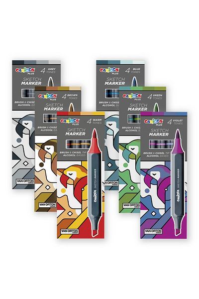 CARIOCA Sketch Marker Double Sided 4-Piece Drawing Pen Felt Tip Pen