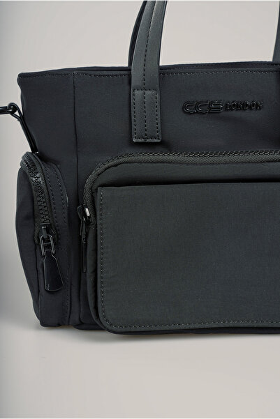 Getcho Ivey Black Women's Handbag Multi-Eye Zipper Adjustable Strap Shoulder Model for Daily Use