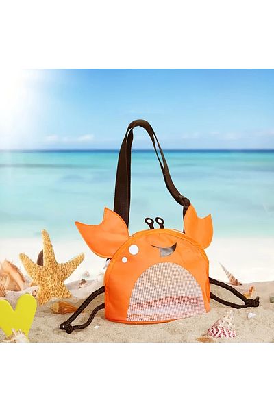 GlassySKY Children's Beach Toy Bag with Mesh Zipper and Crab Figure, Beach Toy, Holiday Sea Beach Bag