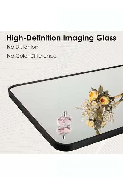 Taimi Full Length Mirror with Aluminum Frame and Metal Stand - 155 x 45 cm - Black