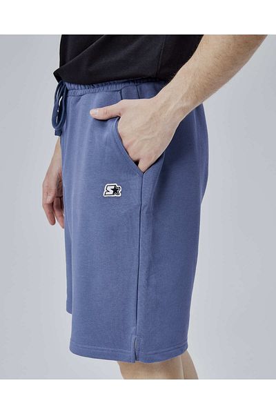 Starter Asher Navy Blue Slit Patched Comfortable Fit Men's Knitted Shorts