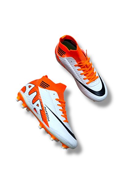 Güneş Krampon Halısaha & Çim Saha Ayakkabı Beyaz Turuncu Desenli