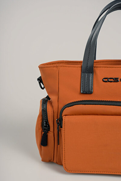 Getcho Ivey Orange Women's Handbag Multi-Eye Zipper Adjustable Strap Daily Use Shoulder Model