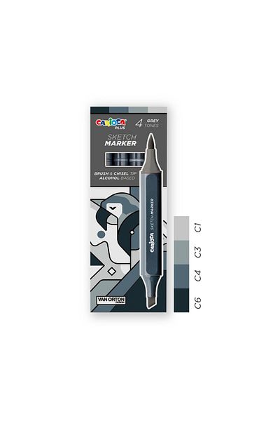 CARIOCA Sketch Marker Double Sided 4-Piece Drawing Pen Felt Tip Pen