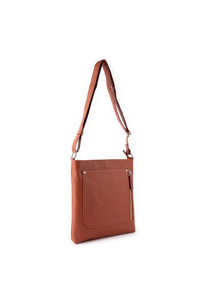 gio&mi Sanja Women's Tan Two-Compartment Zippered Crossbody Adjustable Messenger Bag