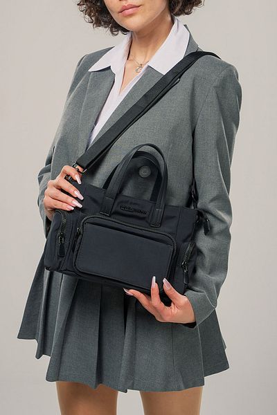 Getcho Ivey Black Women's Handbag Multi-Eye Zipper Adjustable Strap Shoulder Model for Daily Use
