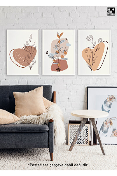 One Little Happiness Σετ με 3 αφίσες Flower Boho, Σετ αφίσας τοίχου αισθητική...