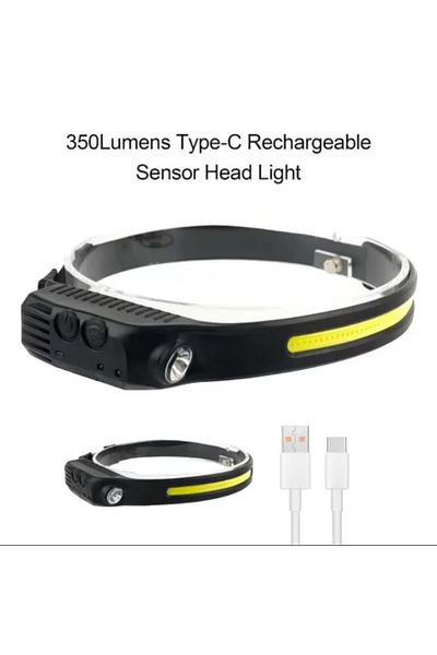 OEM Headlamp, Silicone, All Perspective, Rechargeable, Front, With Motion Sensor, Black