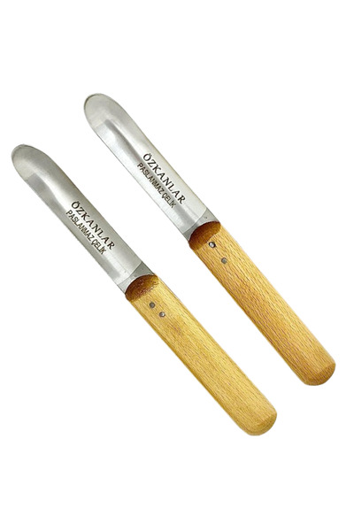 ÖZKANLAR 2 Adet Oval Ahşap Saplı Patlıcan & Kabak Yöresel Sebze Oyma Bıçağı