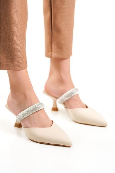 Zerenyus Nina Premium Heeled Beige Women's Slippers