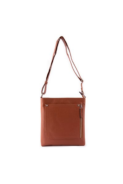 gio&mi Sanja Women's Tan Two-Compartment Zippered Crossbody Adjustable Messenger Bag