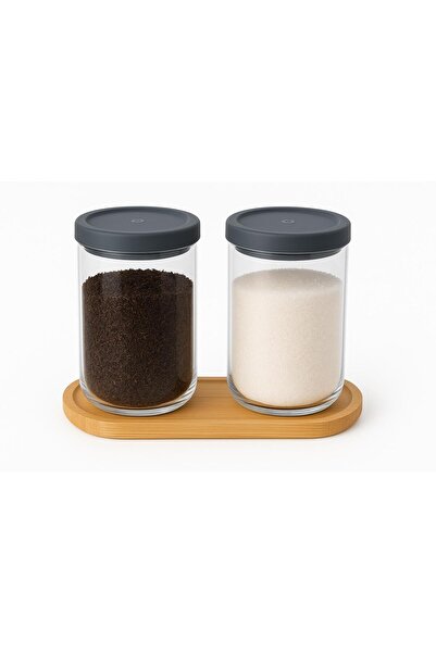 ela777 مجموعة برطمانات تخزين زجاجية مكونة من قطعتين مع غطاء مانع للتسرب + لوح...