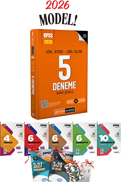 Pegem Akademi Yayıncılık 2026 KPSS GYGK Pegem Tamamı Çözümlü 5 Deneme ve 5 Br...