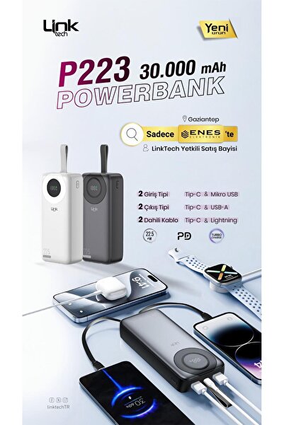 Linktech Link Tech P223 30000 mah 225.5 w siyah renk powerbank