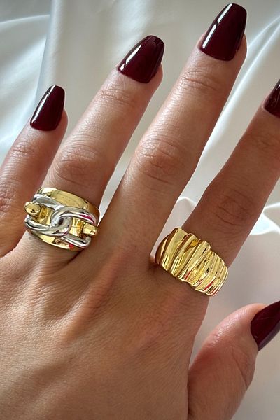 Leo'Stone New Season Popular 2 Li Gold Combination Design Multi Adjustable Women's Ring Set