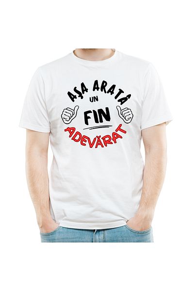 OEM Tricou personalizat, Asa arata un FIN adevarat, culoarea alb, marimea L