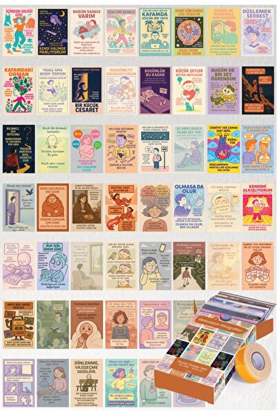 GUGUK Motivasyon Risografları Temalı 54 Adet Duvar Poster Seti Oda Dekoru