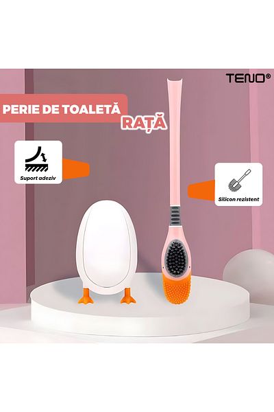 Teno Perie pentru Toaleta Ratusca Teno®, din silicon, 2 capete, roz