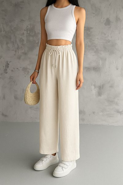 Oasis Relaxed Fit Standard Size Loose Airobin Pantalon with Elastic Waist