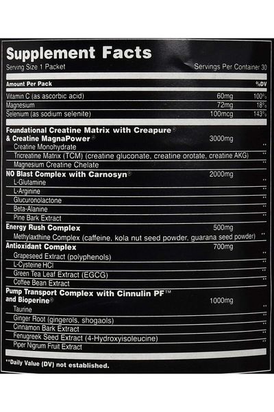 Universal Nutrition Animal Pump, 30 Packs