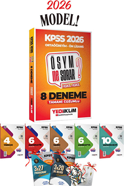 Yediiklim Yayınları 2026 Önlisans - Ortaöğretim KPSS Yediiklim Yayınları ÖSYM...