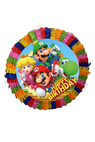 OEM Party pinata, 35 cm, multicolor, Super Mario Luigi model + 3/4 year old Birthday T-shirt