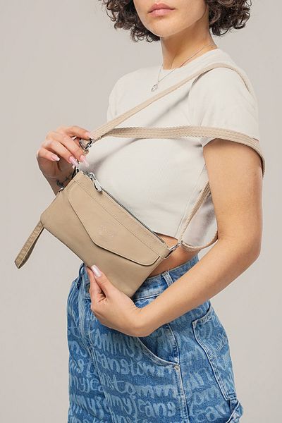 Getcho Kolek Beige Women's Crossbody Bag Small Size Zippered Waterproof Minimal Model for Daily Use