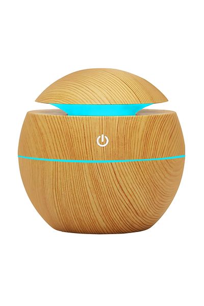 Teno Teno® Aromatherapy Diffuser, sphere shape, 7 LED colors, 130ml capacity, light oak