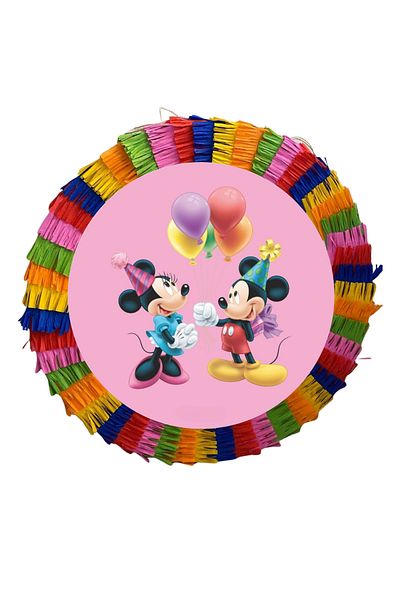 OEM Party pinata, 35 cm, multicolor, Mickey and Minnie Mouse pattern + 3/4 year old Birthday T-shirt