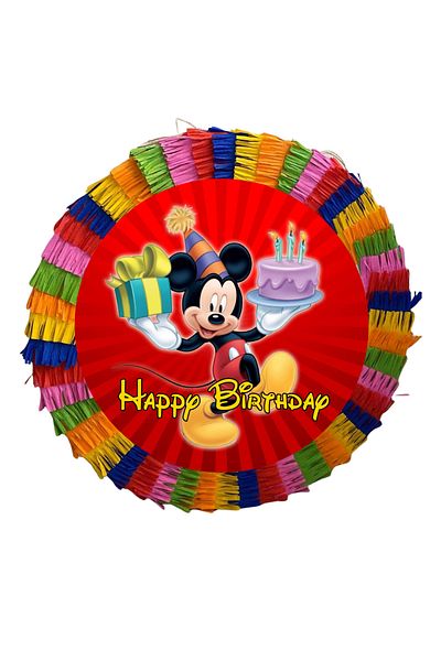 OEM Party pinata, 35 cm, multicolor, Mickey Mouse pattern + 3/4 year old Birthday T-shirt