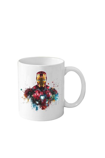 OEM Cana din ceramica haioasa, 330 ml, alba, pentru pasionatii de desene animate, Eroi Marvel, Iron Man