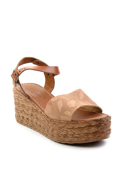 Bambi Beige Leather Women's Sandals K05197004003
