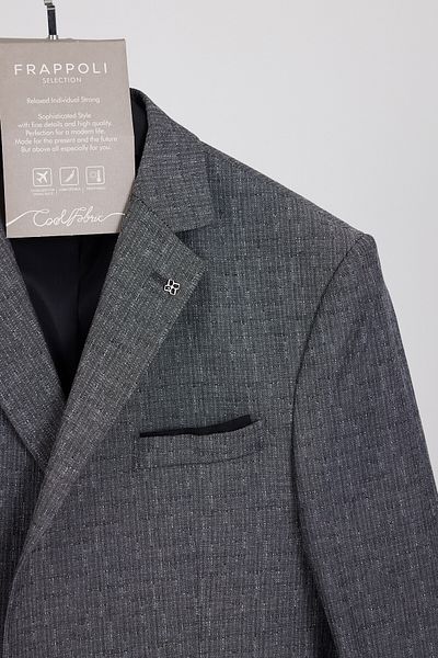 Frappoli Ανδρικό μαύρο-γκρι βαμβακερό μπουφάν Restore Slim Fit Sports Blazer (Plus Size - Oversize)