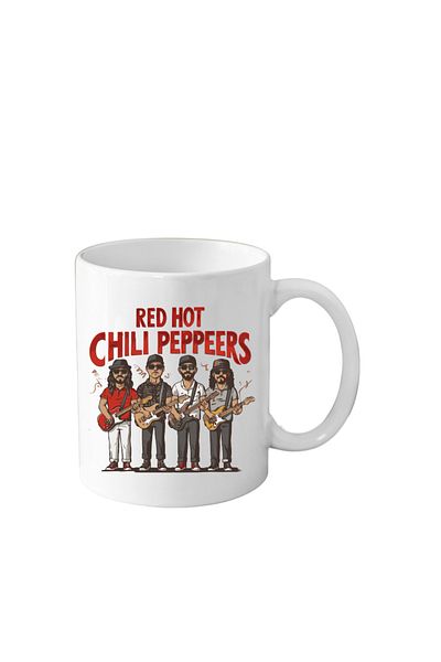 OEM Cana din ceramica haioasa, 330 ml, alba, pentru pasionatii de muzica, Red Hot Chili Peppers