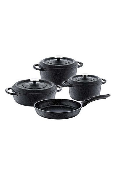 OMS -7-piece Non Stick Die Cast Cookware Set With Lid , Size 20,24,26 Pots And 26 Cm Frypan