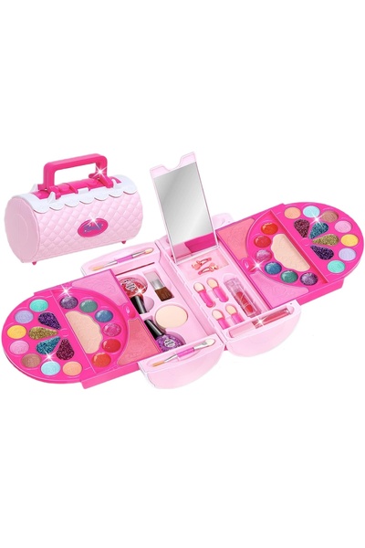 WePro Store Trusă de machiaj pentru copii, farduri de pleoape, rujuri, solubile în apă, netoxice, roz