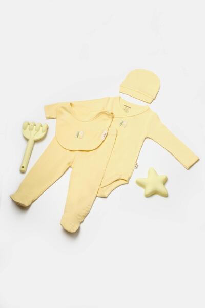 BabyCosy Organic Wear Baby 4-Piece Long Sleeve Set, 50% Bamboo 50% Organic Cotton, Baby - Newborn - Csyb9008