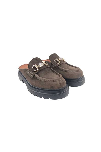 Oneka Shoes 130825Stt4323 Women's Daily Sabo Slippers Stone Buckle Green Suede