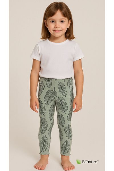Kyex Pure Dots Girl's Summer Patterned Green Leggings