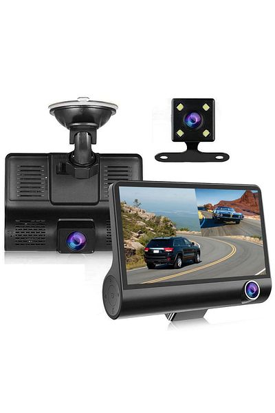 Teno Teno® Triple Car Camera, front, rear, sides, LED, full HD 1080p, loop recording, black