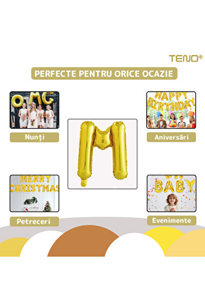 Teno Gold Letter M Foil Balloon