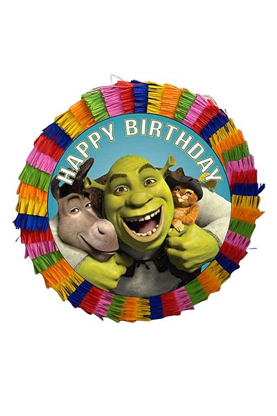 OEM Party pinata, 35 cm, multicolor, Shrek and Burro pattern + 3/4 year old Birthday T-shirt