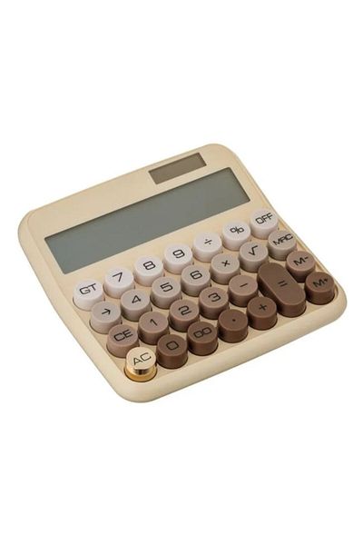 Creative Toys Desk calculator, ANGMAD ECO, 12-digit display, beige-brown, 15x3.5x14.5cm